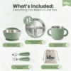 Stainless Steel Baby Feeding Set with Silicone Suction – Plate, Bowl, Cup, Spoon & Fork