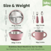 Stainless Steel Baby Feeding Set with Silicone Suction – Plate, Bowl, Cup, Spoon & Fork