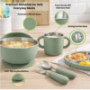 Stainless Steel Baby Feeding Set with Silicone Suction – Plate, Bowl, Cup, Spoon & Fork