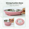 Stainless Steel Baby Feeding Set with Silicone Suction – Plate, Bowl, Cup, Spoon & Fork
